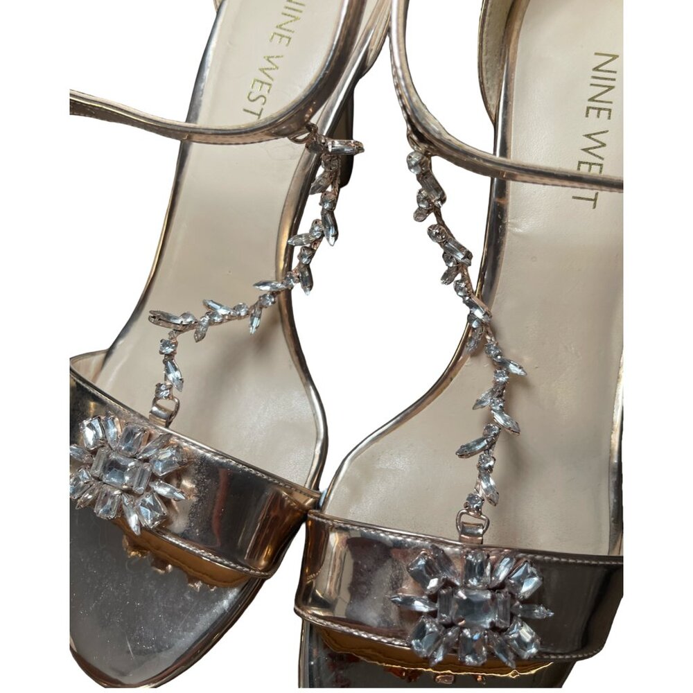 Nine West Mimosina Rose Gold Rhinestone Heels – Size 7.5